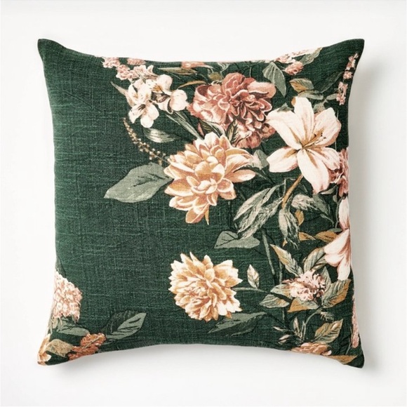 Studio McGee Other - Studio McGee Oversize Printed Floral Square Throw Pillow Moss / Clay/Pink/Cream
